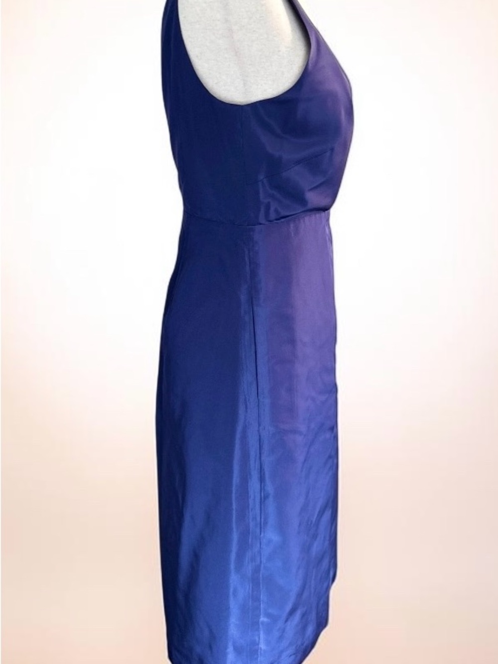 J.Crew Blue Silk Wrap Dress Size 8 Sleeveless V Neck Cocktail - Picture 3 of 4